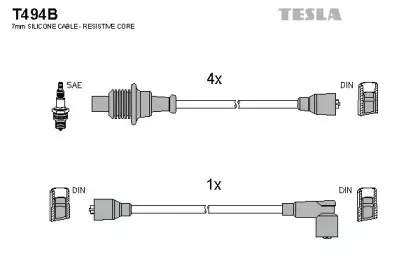 T494B TESLA Комплект проводов зажигания