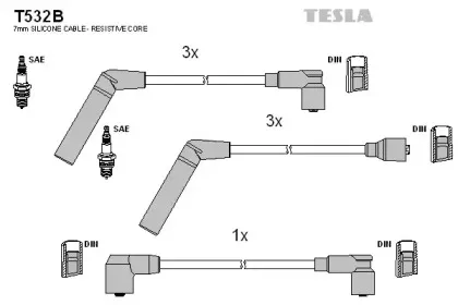 T532B TESLA Комплект проводов зажигания