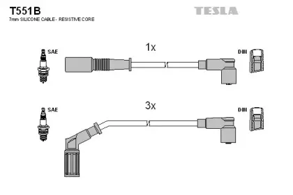 T551B TESLA Комплект проводов зажигания