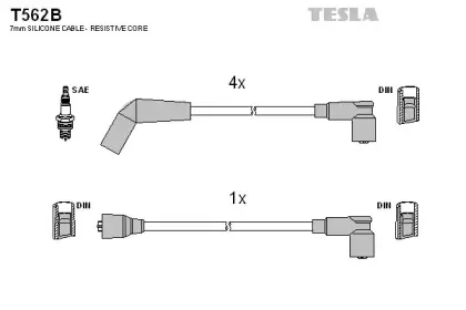 T562B TESLA Комплект проводов зажигания