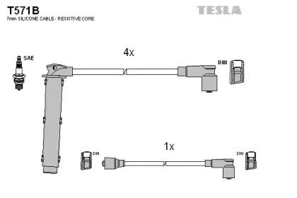 T571B TESLA Комплект проводов зажигания
