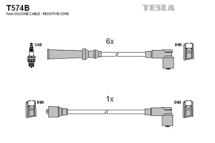 T574B TESLA Комплект проводов зажигания