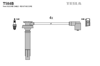 T584B TESLA Комплект проводов зажигания