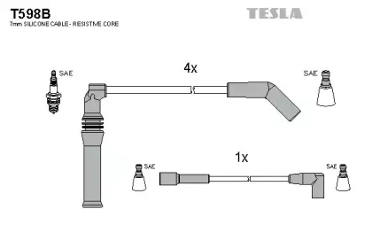 T598B TESLA Комплект проводов зажигания