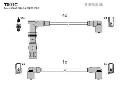 T601C TESLA Комплект проводов зажигания