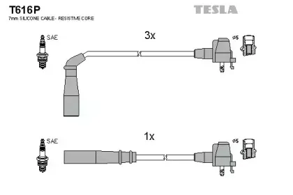 T616P TESLA Комплект проводов зажигания