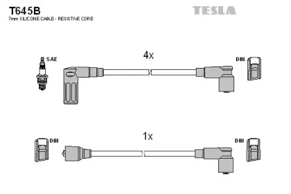 T645B TESLA Комплект проводов зажигания