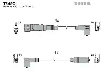 T649C TESLA Комплект проводов зажигания