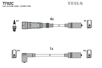 T702C TESLA Комплект проводов зажигания