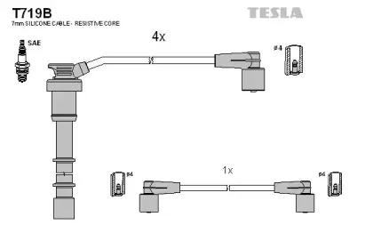 T719B TESLA Комплект проводов зажигания