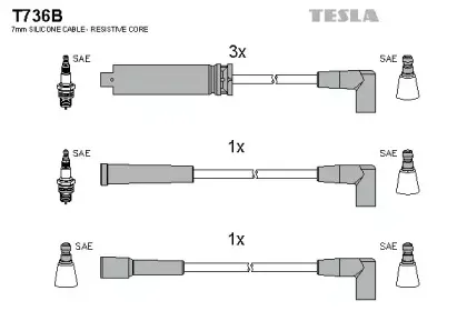 T736B TESLA Комплект проводов зажигания
