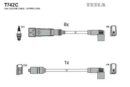 T742C TESLA Комплект проводов зажигания