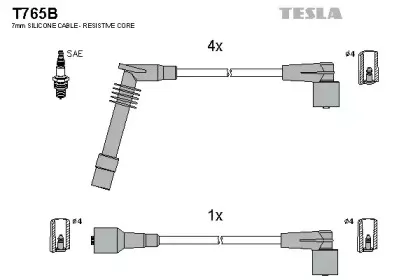 T765B TESLA Комплект проводов зажигания