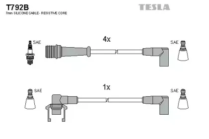 T792B TESLA Комплект проводов зажигания