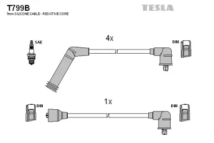 T799B TESLA Комплект проводов зажигания