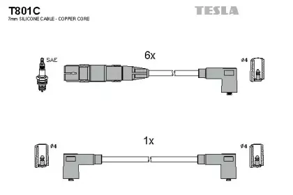 T801C TESLA Комплект проводов зажигания