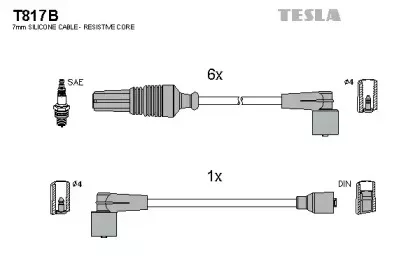 T817B TESLA Комплект проводов зажигания