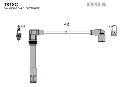 T818C TESLA Комплект проводов зажигания