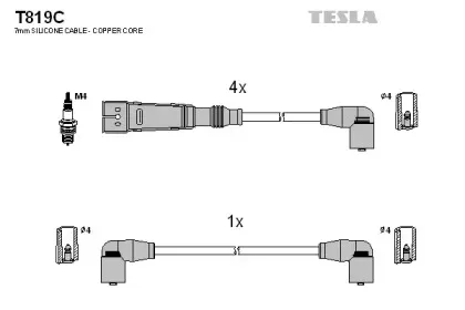 T819C TESLA Комплект проводов зажигания