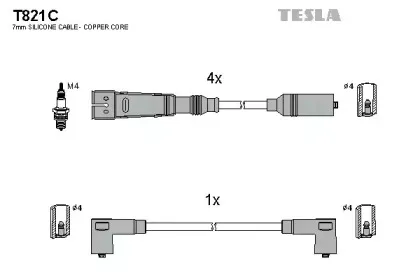 T821C TESLA Комплект проводов зажигания
