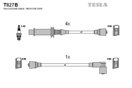 T827B TESLA Комплект проводов зажигания