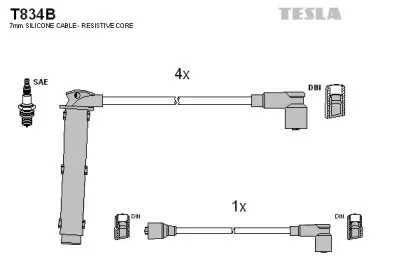 T834B TESLA Комплект проводов зажигания