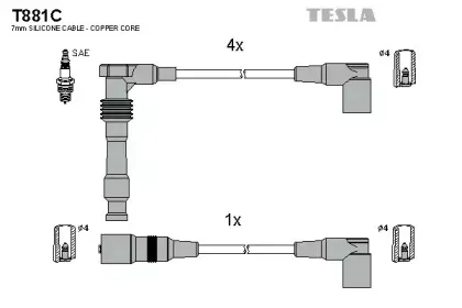 T881C TESLA Комплект проводов зажигания