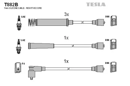 T882B TESLA Комплект проводов зажигания