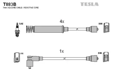 T883B TESLA Комплект проводов зажигания