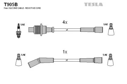 T905B TESLA Комплект проводов зажигания