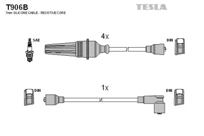 T906B TESLA Комплект проводов зажигания