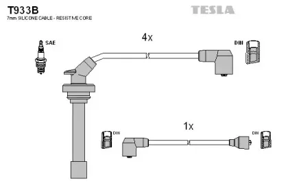 T933B TESLA Комплект проводов зажигания