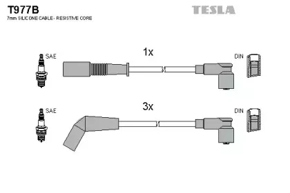 T977B TESLA Комплект проводов зажигания