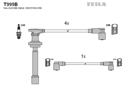 T999B TESLA Комплект проводов зажигания