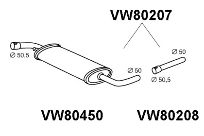 VW80207 VENEPORTE Средний глушитель выхлопных газов
