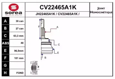 CV22465A1K EAI Шарнирный комплект, приводной вал