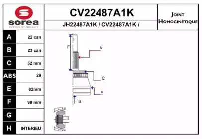 CV22487A1K EAI Шарнирный комплект, приводной вал