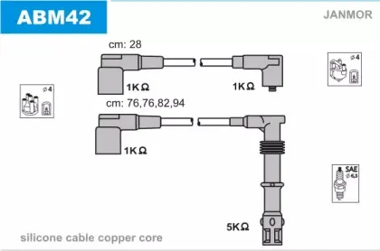 ABM42 JANMOR Комплект проводов зажигания