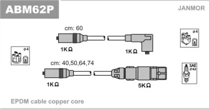 ABM62P JANMOR Комплект проводов зажигания