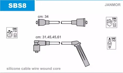 SBS8 JANMOR Комплект проводов зажигания