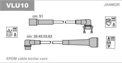 VLU10 JANMOR Комплект проводов зажигания