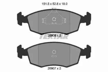 2090802 TEXTAR Комплект тормозных колодок, дисковый тормоз