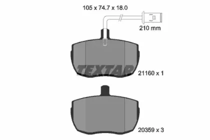 2116002 TEXTAR Комплект тормозных колодок, дисковый тормоз