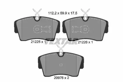 2122503 TEXTAR Комплект тормозных колодок, дисковый тормоз