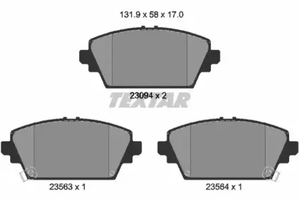2309401 TEXTAR Комплект тормозных колодок, дисковый тормоз