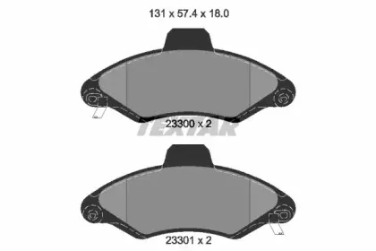 2330002 TEXTAR Комплект тормозных колодок, дисковый тормоз