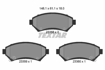 2335801 TEXTAR Комплект тормозных колодок, дисковый тормоз