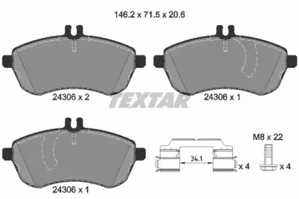 2430603 TEXTAR Комплект тормозных колодок, дисковый тормоз