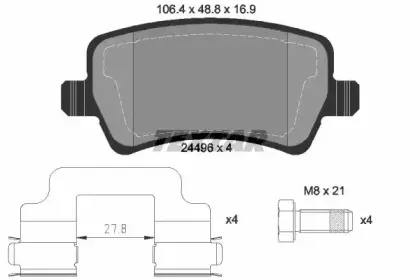 2449601 TEXTAR Комплект тормозных колодок, дисковый тормоз