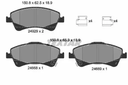 2466801 TEXTAR Комплект тормозных колодок, дисковый тормоз
